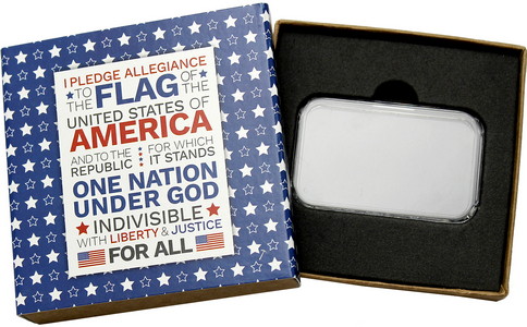 SilverTowne Natural Kraft Paper Gift Box with Pledge of Allegiance Blue Star Box Sleeve